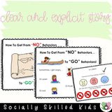 "No" Behaviors vs. "Go" Behaviors | Social Skills Story and Activities