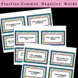 ANSWERING NEGATIVE QUESTIONS | Task Cards | For Elementary
