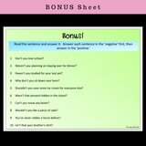 ANSWERING NEGATIVE QUESTIONS | Task Cards | For Elementary