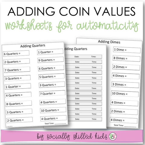 Adding Coin Values | Worksheets For Automaticity