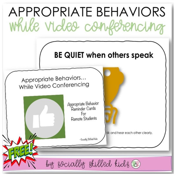 Appropriate Behaviors While Video Conferencing | ZOOM or Google Meet Cue Cards