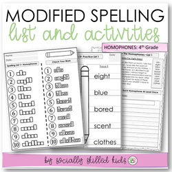 Modified Spelling Activities | Featuring Homophones | For 4th Grade