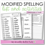 Modified Spelling Activities | BUNDLE 4 | 't' - 'y' Words | For 4th Grade