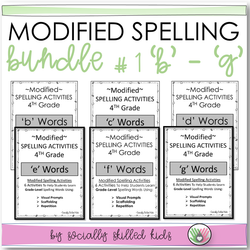 Modified Spelling Activities | BUNDLE 1 | 'b' - 'g' Words | For 4th Grade