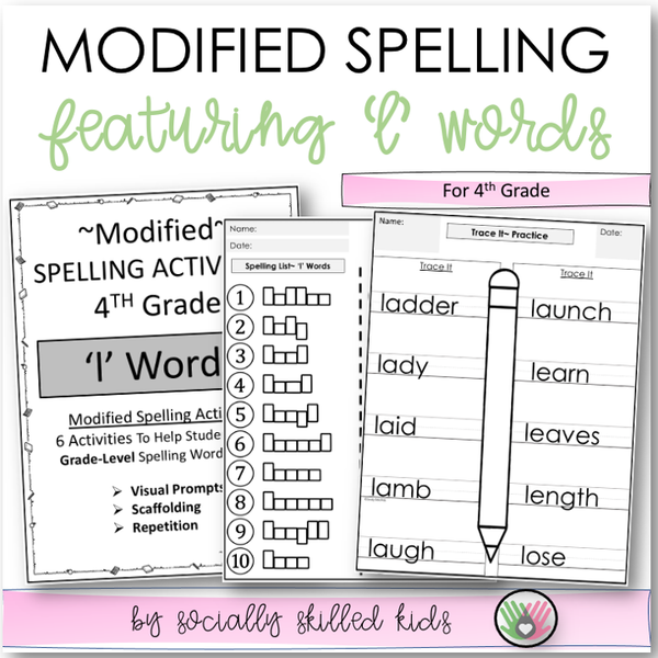 Modified Spelling Activities | Featuring 'l' Words | For 4th Grade