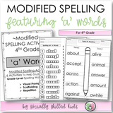 Modified Spelling Activities | Featuring 'a' Words | For 4th Grade