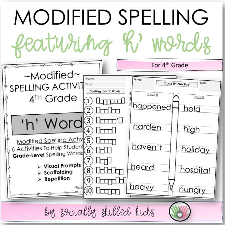 Modified Spelling Activities | BUNDLE 2 | 'h' - 'm' Words | For 4th Gr ...