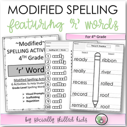 Modified Spelling Activities | Featuring 'r' Words | For 4th Grade