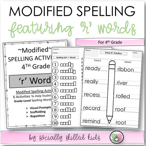 Modified Spelling Activities | Featuring 'r' Words | For 4th Grade
