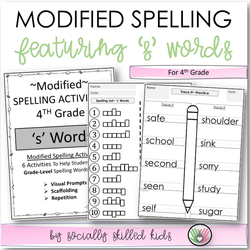 Modified Spelling Activities | Featuring 's' Words | For 4th Grade