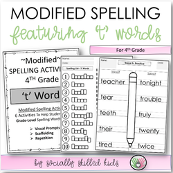 Modified Spelling Activities | Featuring 't' Words | For 4th Grade