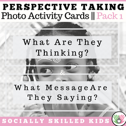 Perspective Taking Photo Activity Cards | Pack 1 |What Are They Thinking? & What Are They Saying?