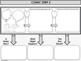 PERSPECTIVE TAKING and PROBLEM SOLVING Activity | Comic Strip Style | Black and White Version For3rd-5th Grade