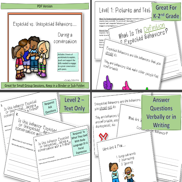 Conversation Behaviors Expected vs. Unexpected - with Conversation Sta –  Socially Skilled Kids