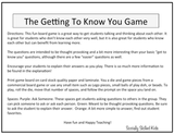 'Getting To Know You' Activity Pack