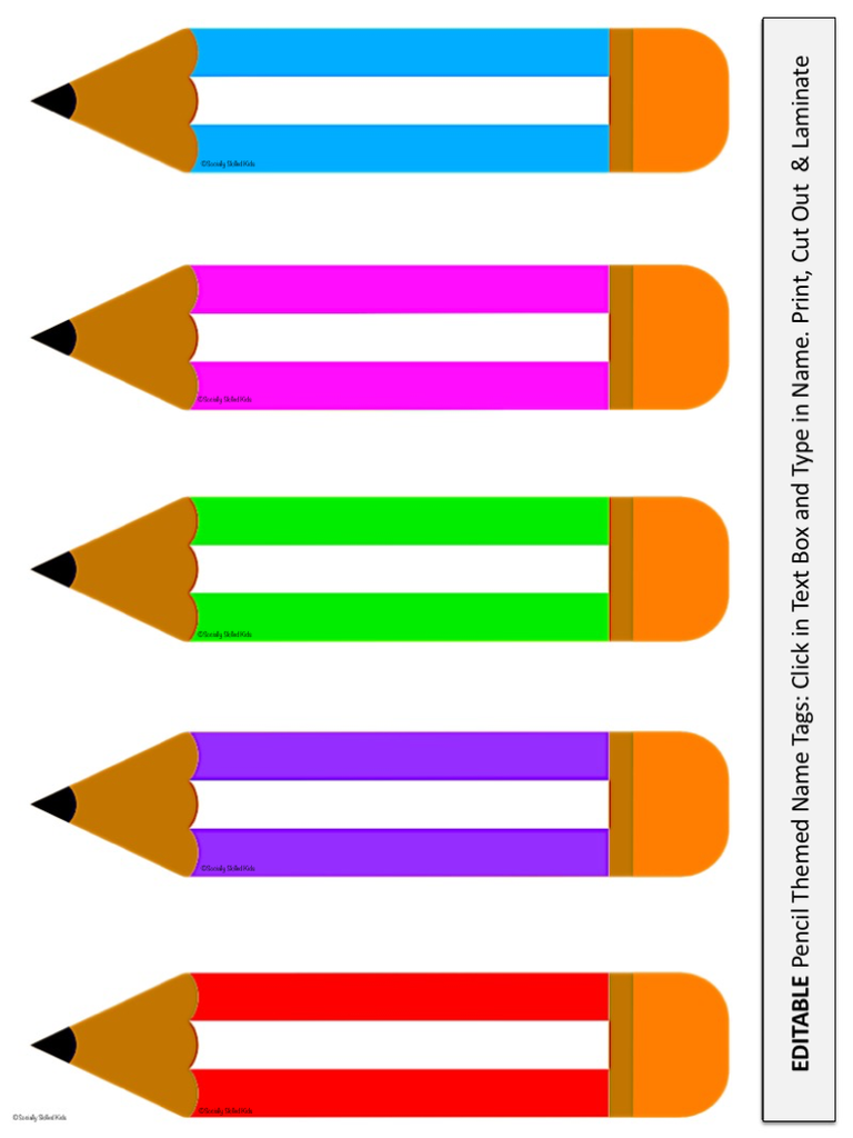 Pencil Themed Name Tags/Classroom Labels Freebie Socially Skilled Kids