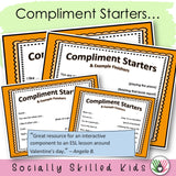 COMPLIMENTS - with COMPLIMENT STARTERS - Perspective Taking Activity for 1st-5th