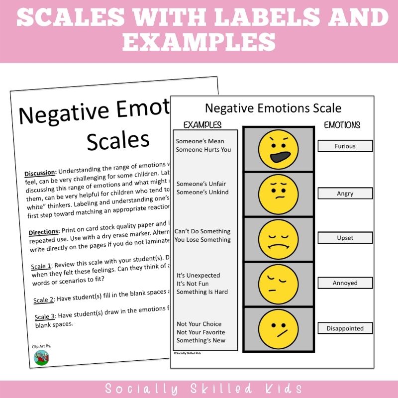 Negative Emotions Scales | Freebie – Socially Skilled Kids