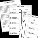 Modified Spelling Activities | Featuring 'a' Words | For 4th Grade