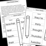 Modified Spelling Activities | Featuring 't' Words | For 4th Grade