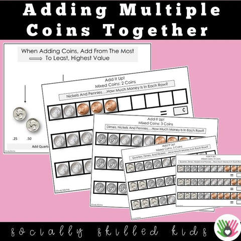 Basic Coin Adding Questions Adding Coins | Worksheets To Identify And Add – Socially Skilled Kids