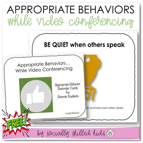 Appropriate Behaviors While Video Conferencing | ZOOM or Google Meet Cue Cards