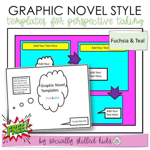 Graphic Novel Templates Fuchsia and Teal | EDITABLE and PDF