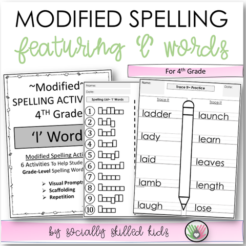 Modified Spelling Activities | Featuring 'l' Words | For 4th Grade