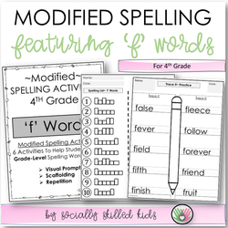 Modified Spelling Activities | Featuring 'f' Words | For 4th Grade