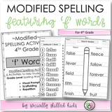 Modified Spelling Activities | Featuring 'f' Words | For 4th Grade