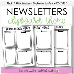 NEWSLETTERS Clipboard Theme | September To June | Black and White Version