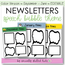 NEWSLETTERS Speech Bubble Theme | September To June | Color Version