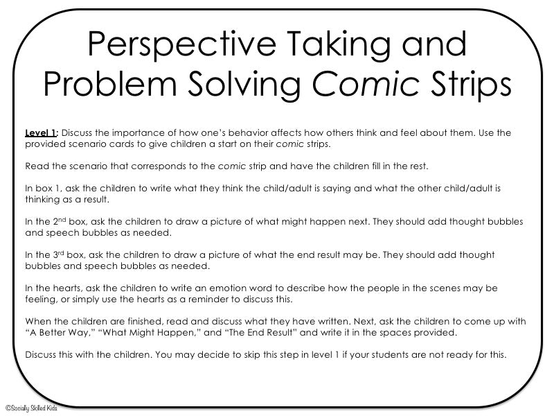 Comic Style Problem Statement PERSPECTIVE TAKING and PROBLEM SOLVING Activity | Comic Strip Style ...