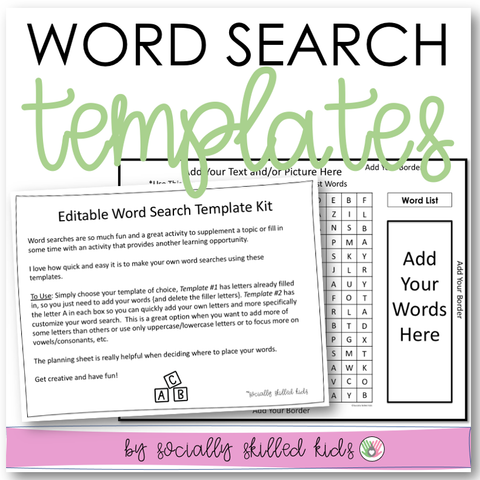 Word Search Templates | EDITABLE | Freebie
